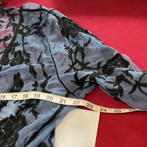 Lane Bryant Blue black Floral Embroidered MESH DUSTER JACKET Open Front Robe 18 - Picture 10 of 16
